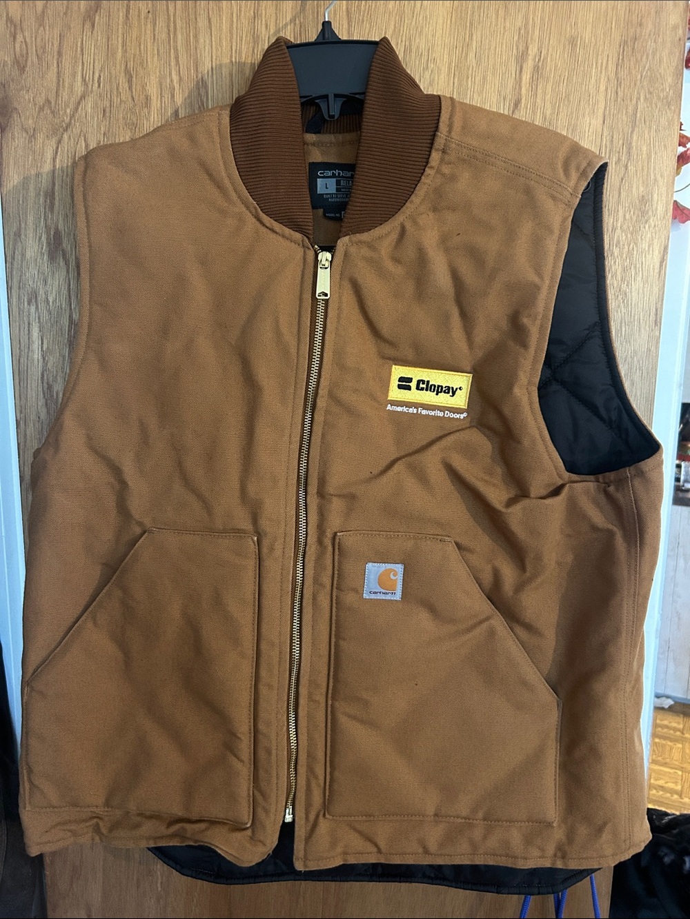 Carhartt Brown Duck Canvas Work Vest with Quilted Black Lining